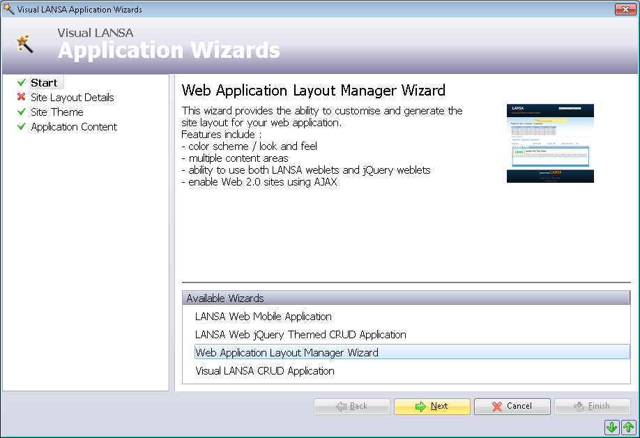 Layout Manager Web | step 1 use the web application layout manager wizard Layout Manager Web | step 1 use the web application layout manager wizard